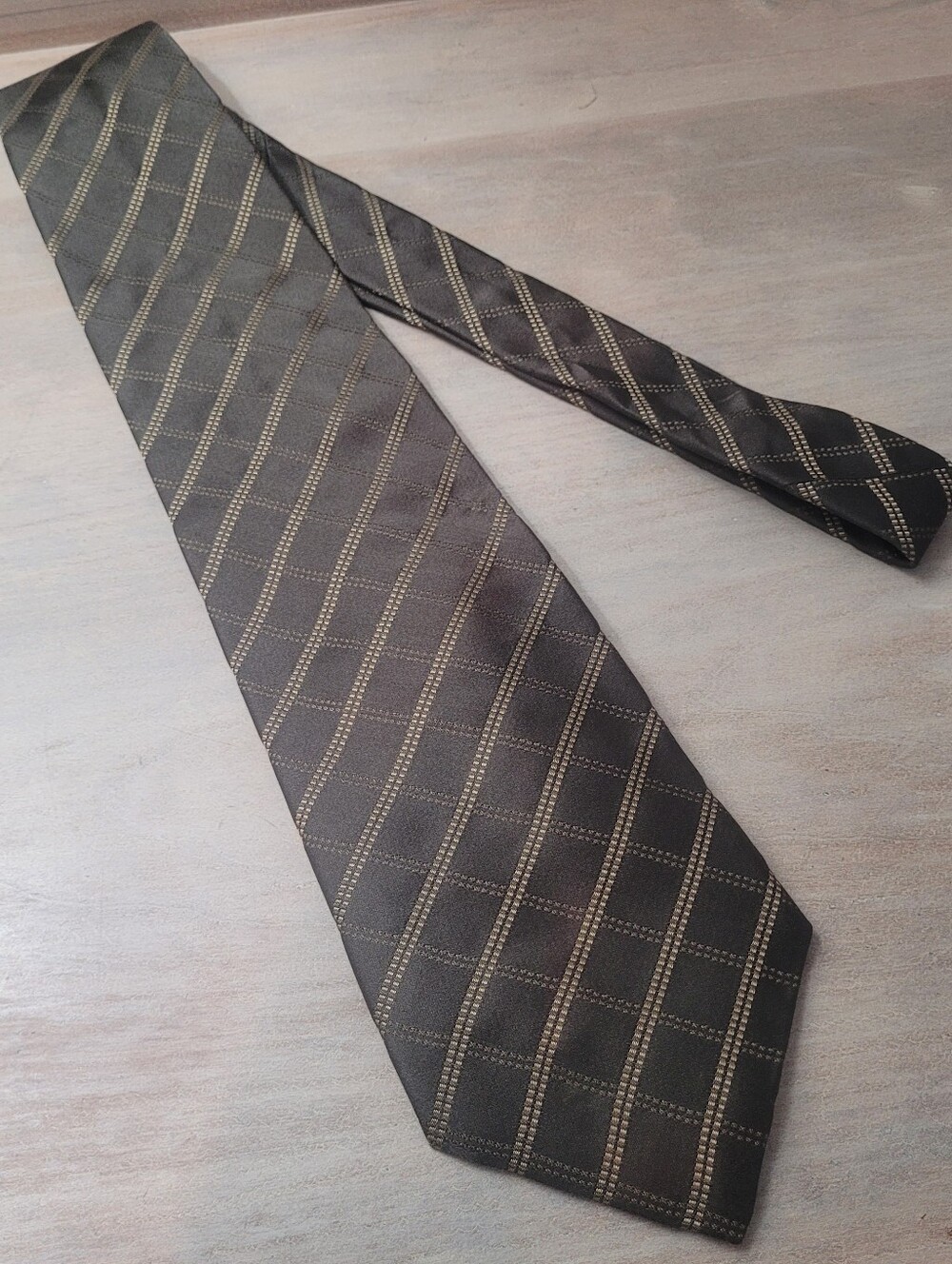 Canali Men's Vintage 100% Silk Striped Necktie Green/Brown Quiet Luxury Designer
